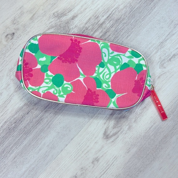Lilly Pulitzer for Estée Lauder Pink & Green Tropical Floral Print Cosmetic Bag - Picture 6 of 9